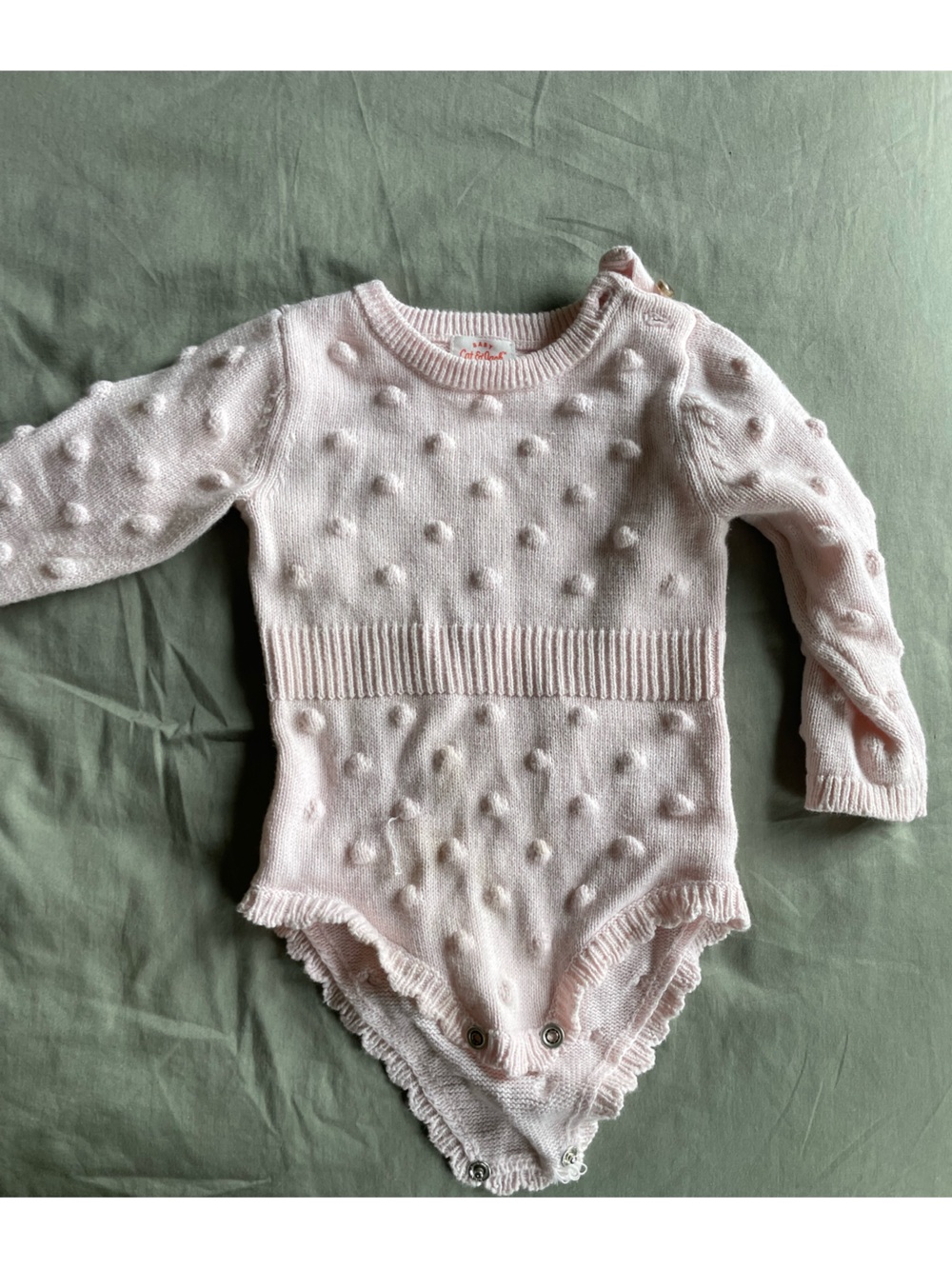 [Cat & Jack] Baby Pink Knit Sweater Polka Dots Onesie - 6-9M
